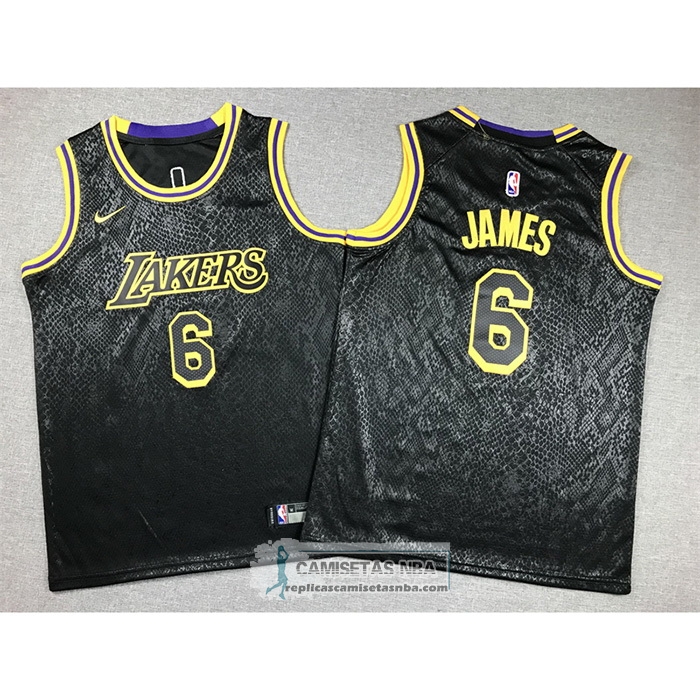 Camiseta Nino Los Angeles Lakers LeBron James NO 6 Mamba 2021-22 Negro